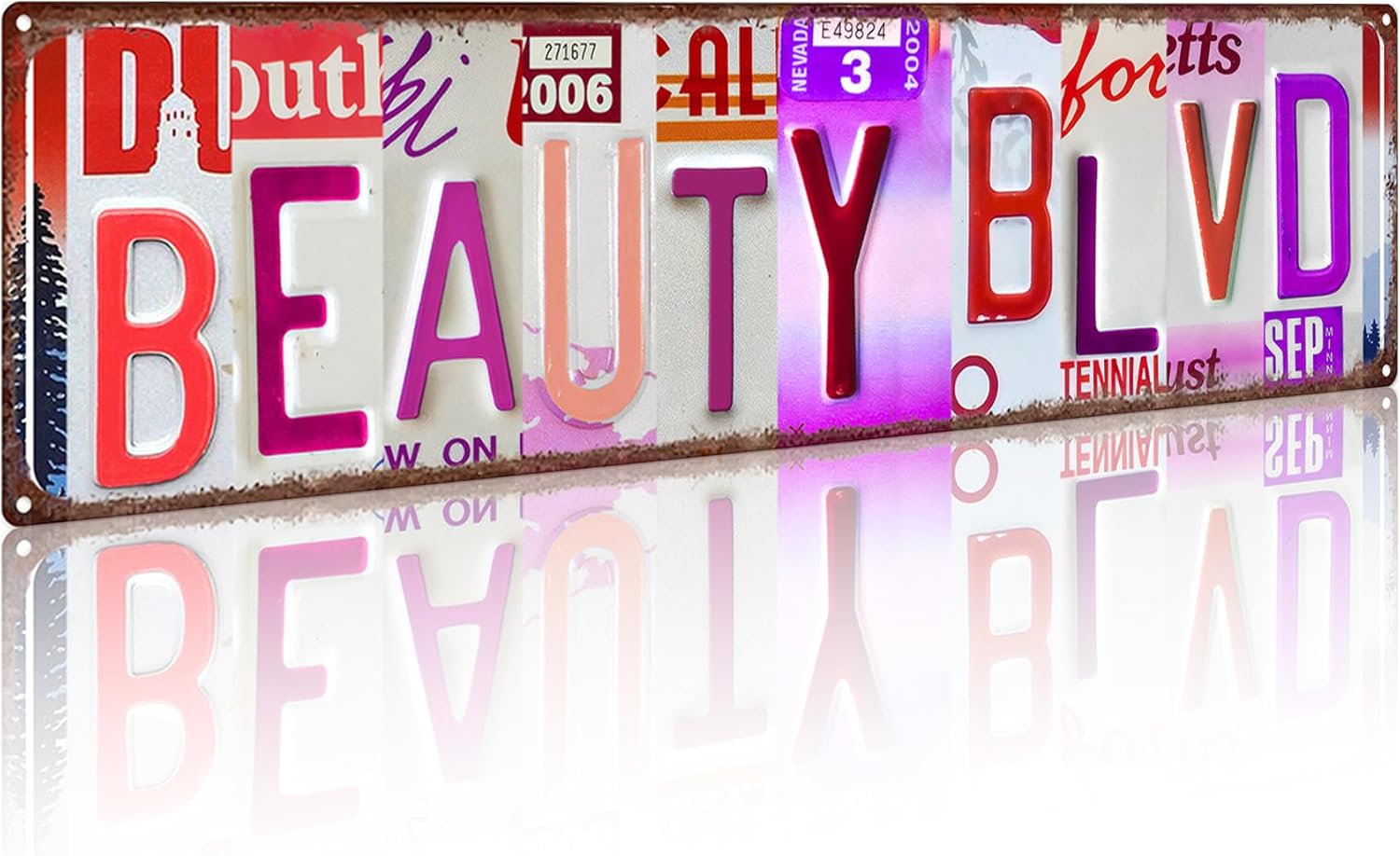 Crazysign Women Girls Gifts Beauty Blvd Vintage Tin Sign Street Sign for Pink Room, Bedroom, Vanity, Makeup Room, Salon Decor 16 x 4 Inches (26039)