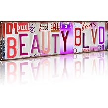 Crazysign Women Girls Gifts Beauty Blvd Vintage Tin Sign Street Sign for Pink Room, Bedroom, Vanity, Makeup Room, Salon Decor 16 x 4 Inches 26039