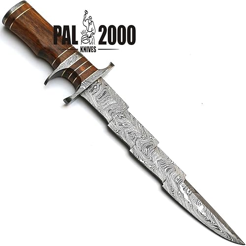 Miniatura 4 de PAL 2000 KNIVES Cuchillo Bowie de caza hecho a mano de acero de Damasco de 15 pulgadas, mango de madera rosa con funda 9157