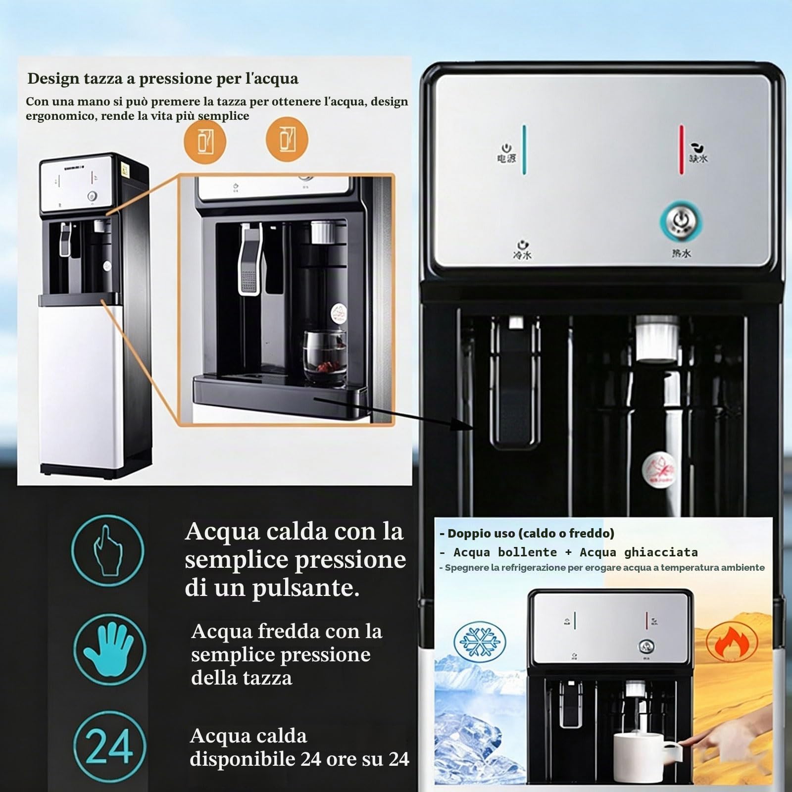 Depuratore Acqua Domestico, Distributore Calda A Quattro Stadi Di Filtrazione Purificatore Acqua Alimentazione Da Rete Idrica 3 Modalità Di Temperatura Dell'acqua Per Casa, Ufficio