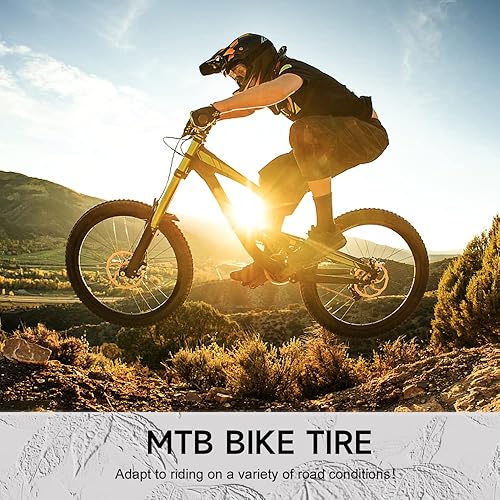 Miniatura 2 de Hycline Paquete de 2 neumáticos de bicicleta, neumático de repuesto plegable de 20242627.5 pulgadas para bicicleta de montaña MTB, par negroSkinwall