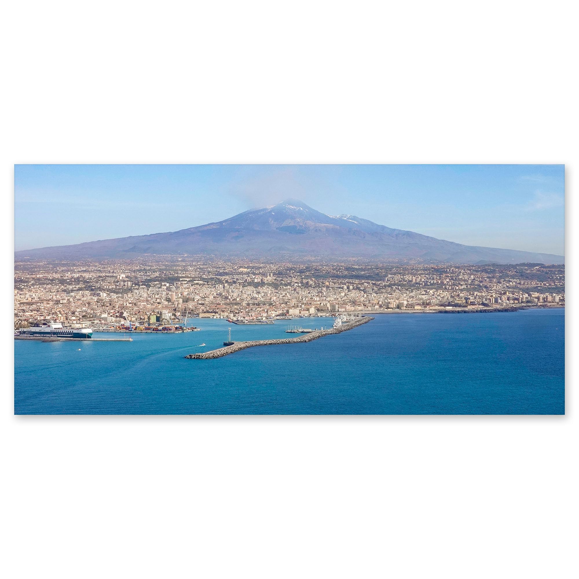 Lupia - Quadro moderno su Tela Canvas DEEP 65X143 cm, con paesaggi e localismi italiani, per casa, soggiorno, capezzale camera da letto, hotel, ufficio, CATANIA - PANORAMA ETNA