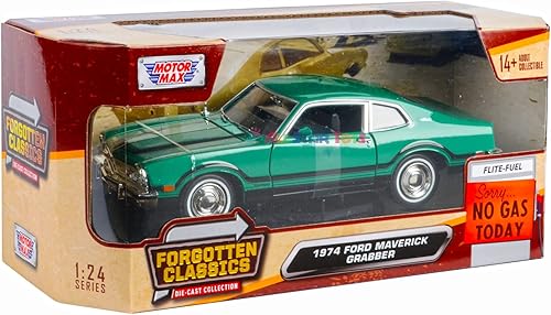 Miniatura 7 de 1974 Maverick Grabber Green 124 DIECAST Modelo CAR por Motormax Forgotten Classics Series 73332 79043