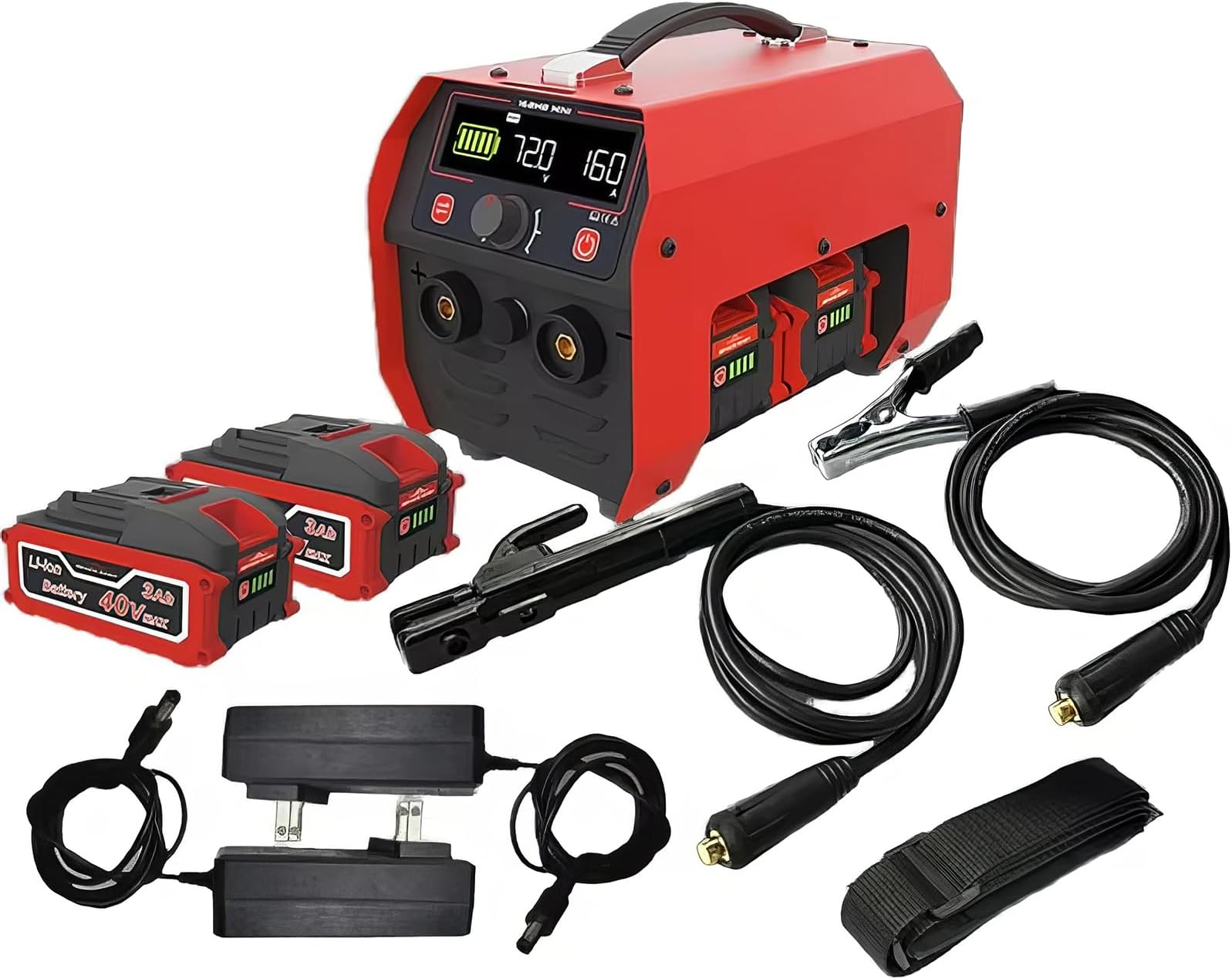Battery Powered Portable Welding Machine, MMA MIG 160A Cordless Welder Machine with 2 x 3.0Ah Battery, Hot Start Inverter Stick Welder Machine with LCD Display Portable Spot Welder