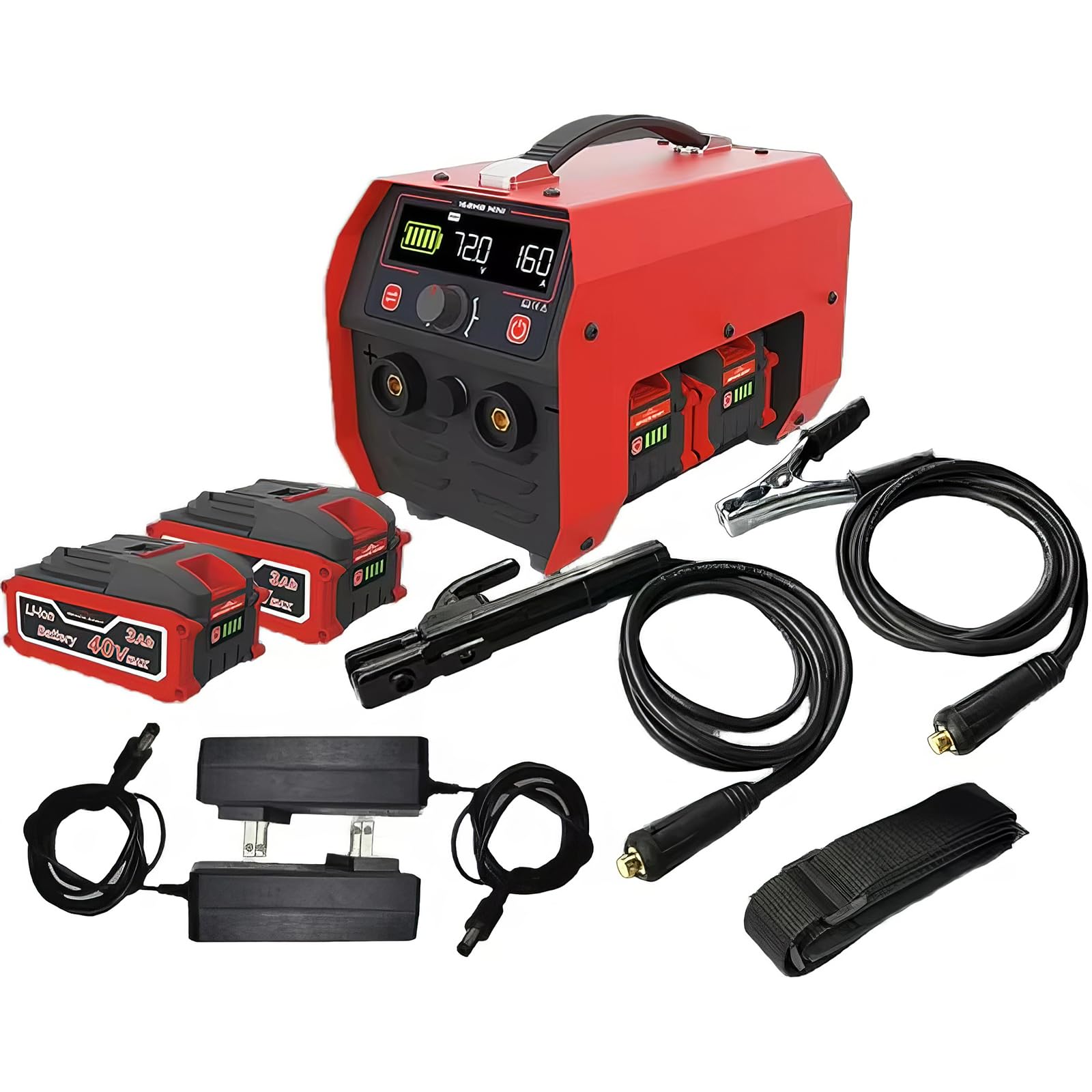 HYQNG Battery Powered Portable Welding Machine, MMA MIG 160A Cordless Welder Machine with 2 x 3.0Ah Battery, Hot Start Inverter Stick Welder Machine with LCD Display Portable Spot Welder