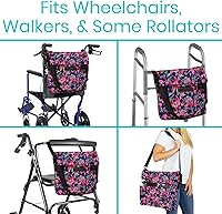Vista 12 de Bolsa para silla de ruedas, Floral púrpura