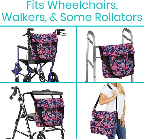 Miniatura 12 de Bolsa para silla de ruedas, Floral púrpura