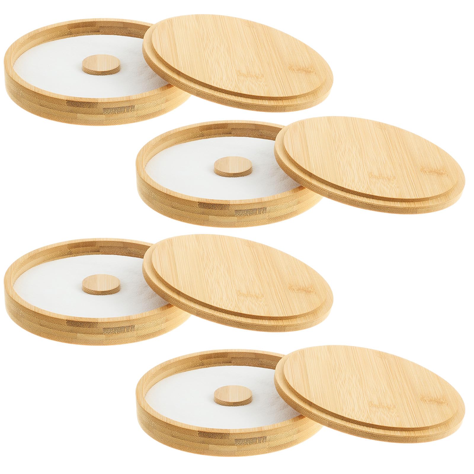 Ziliny 4 Pcs Margarita Salt Rimmer Set Glass Rimmer with Lid Home Bar Accessories Plate for Sugar Drinks Cocktails Bartender Tool Kit Party Restaurant, 5.9" Diameter (Bamboo) — image 1