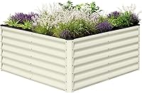 Vista 7 de SnugNiture Cama de jardín elevada galvanizada de 4 x 4 x 1 pies, caja de metal grande para exteriores, kit de acero para plantar verduras, flores