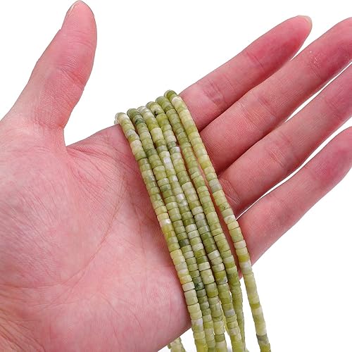 Miniatura 137 de Cuentas espaciadoras de jaspe marrón natural, cuentas sueltas de disco Rondelle, cuentas sueltas para hacer joyas, 0.157 in x 0.079 in, 15.0 in