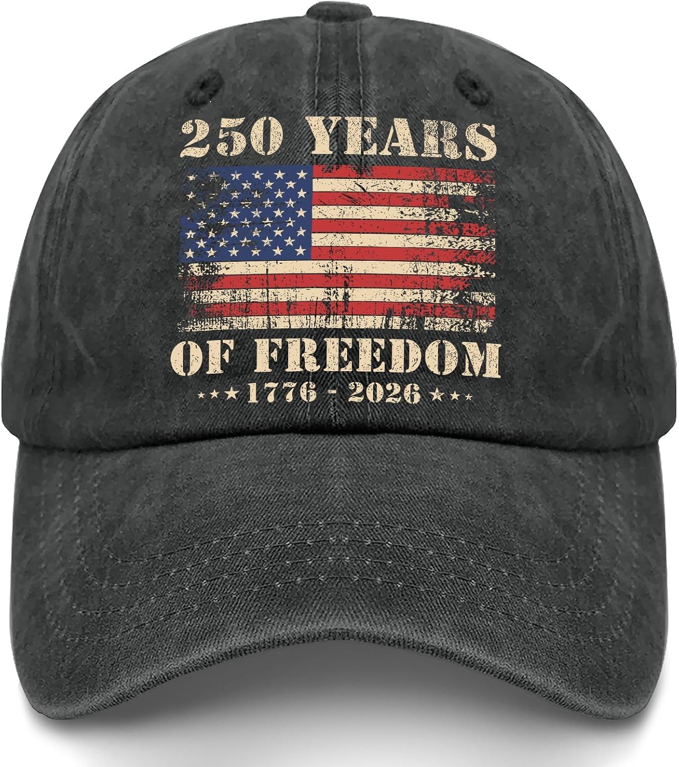 Vintage 250 Years of Freedom Hat 1776–2026, USA Flag Patriotic Distressed Dad Hat Adjustable Baseball Cap for Men Women