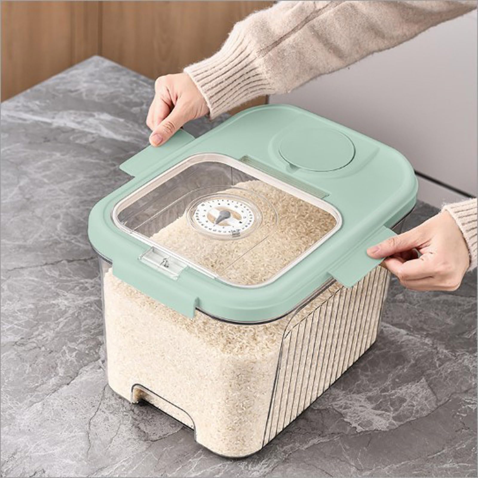 Contenitore di immagazzinaggio del riso del grano chiaro della scatola di immagazzinaggio di grande capacità forniture per la famiglia per la raccolta di fagi