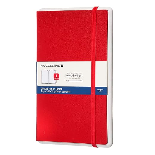 Moleskine Paper Tablet Hard Cover Smart Notebook, Dotted, Large (5" x 8.25") Scarlet Red - Compatible w/ Moleskine Pen+ Ellipse (Sold Separately) & App, Digitize, Organize Notes