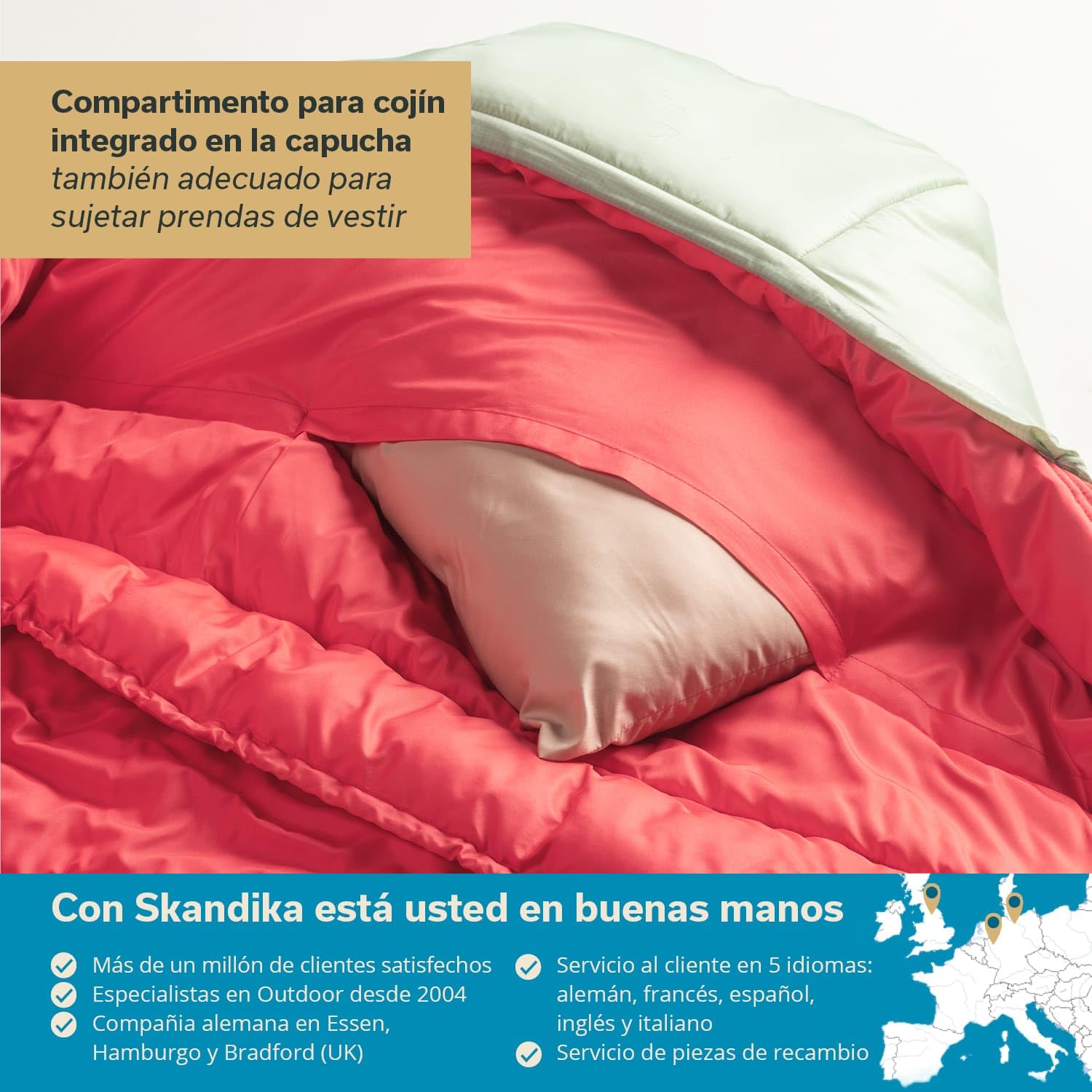 Skandika Saco de Dormir Gjora | Tipo Momia para Adultos, 3-4 Estaciones, Nylon Ripstop, Compacto, Repelente al Agua, Saco de Viaje