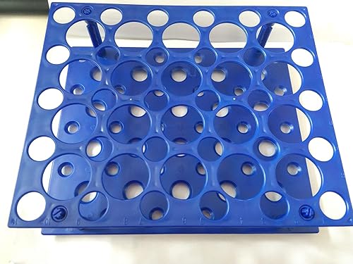 Miniatura 3 de Driak Soporte de tubo de ensayo de laboratorio desmontable de plástico azul de 50 pocillos Soporte centrífugo para colocar tubos de centrífuga de