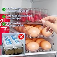 Vista 3 de Soporte para huevos para nevera, organizador automático de huevos enrollable para refrigerador, contenedor y bandeja de huevos de plástico
