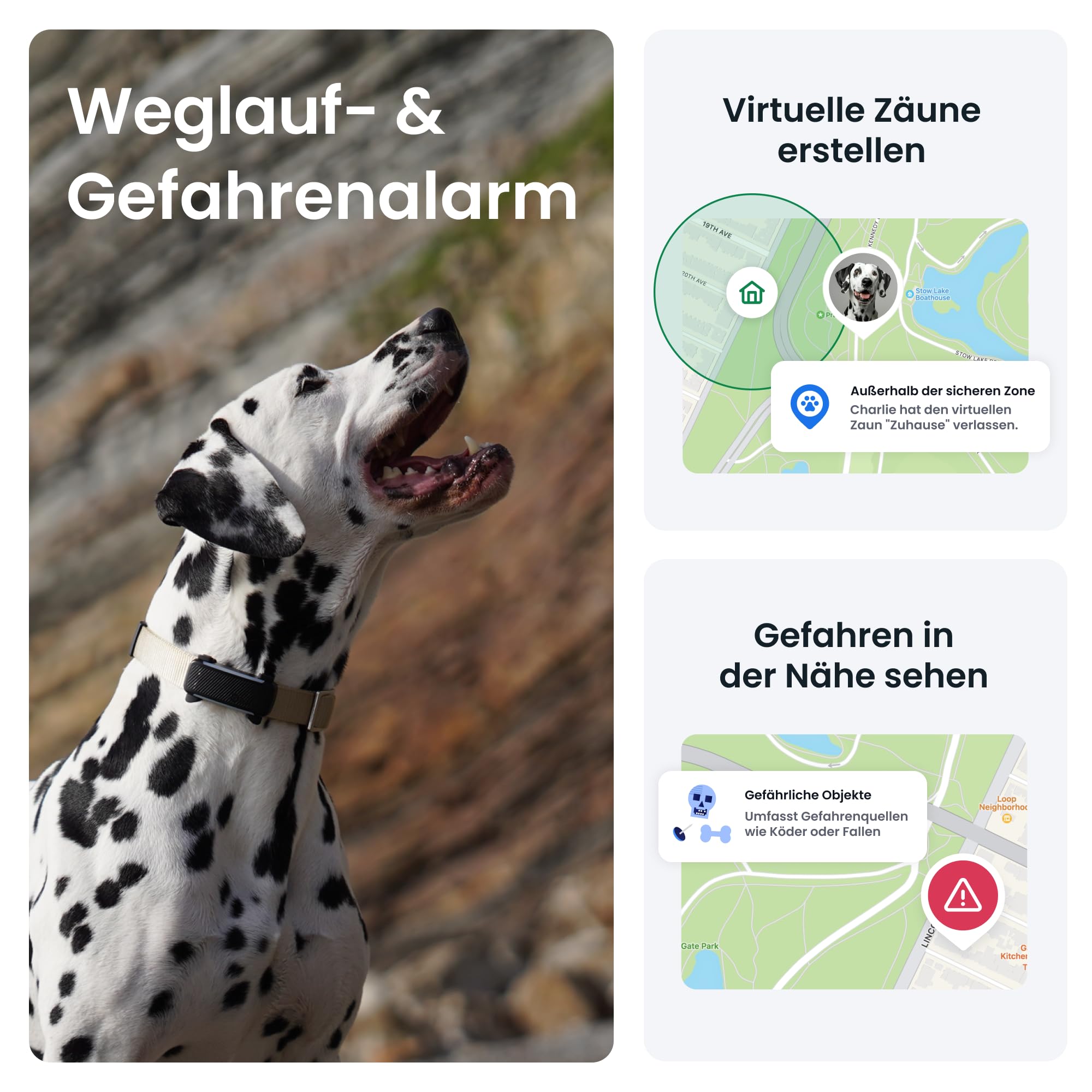 Tractive GPS Tracker Hund 2025 Edition Live-Ortung Weglaufalarm Aktivitätstracking Schwarz