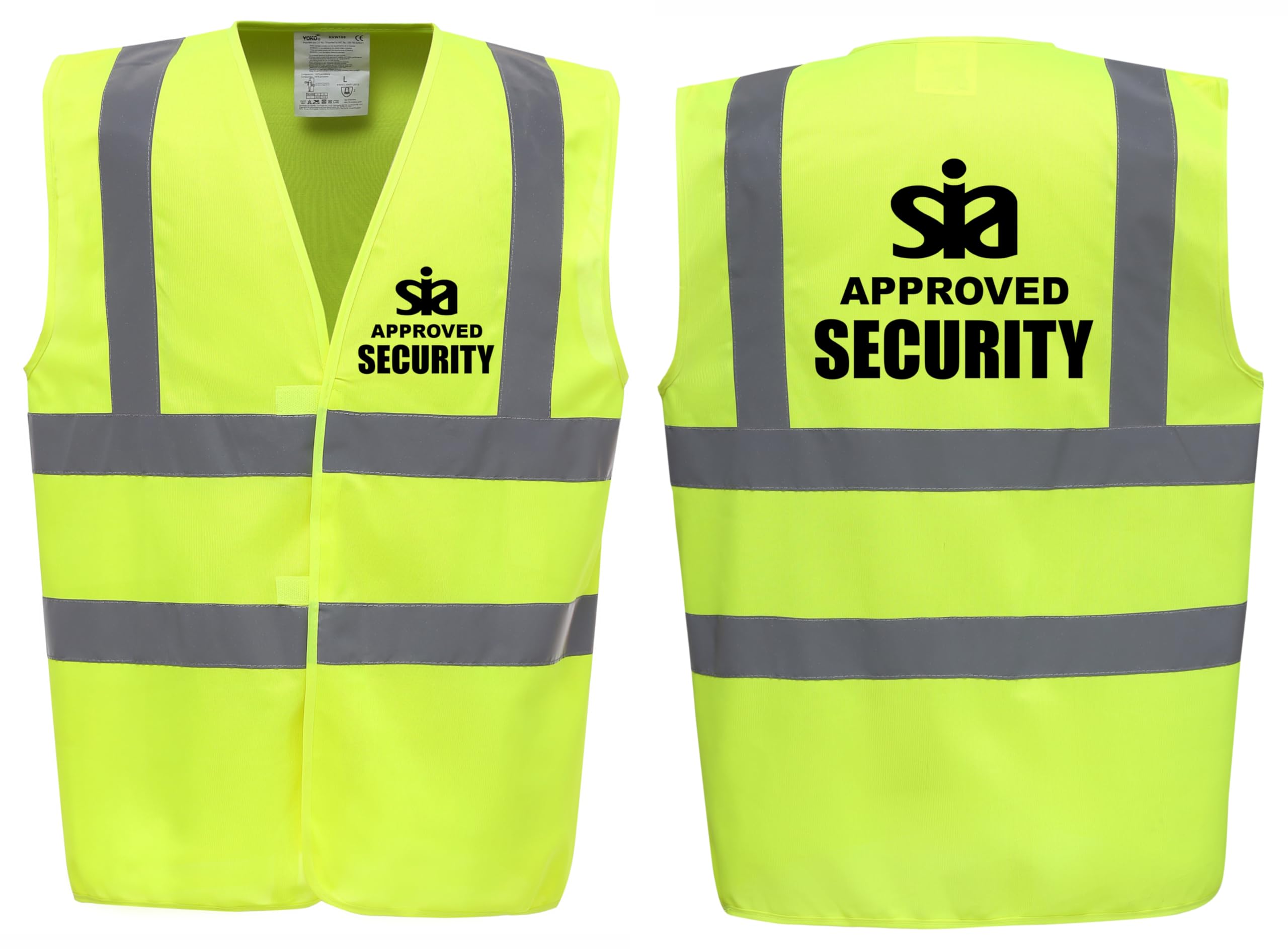 SIA Security Blue & Yellow Hi Vis Vest Reflective, Work Wear SIA Security, High Visibility, By Brook Hi Vis, Large