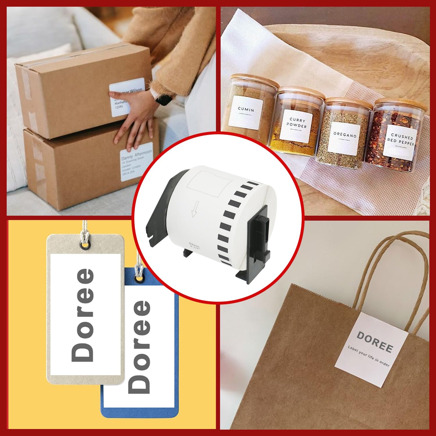 10 Rouleaux Étiquettes Continues DK-22205 62 Mm X 30,48 M - Compatibles Brother QL - Impression Thermique Haute Qualité