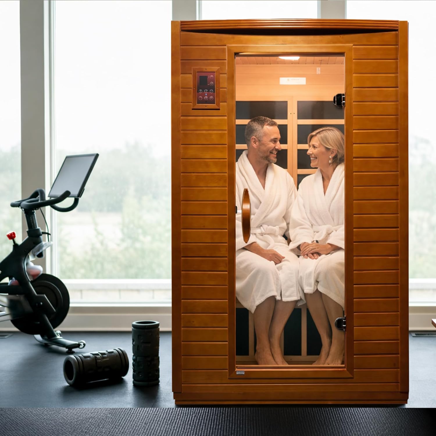 DYNAMIC SAUNAS Andora 2-Person Low EMF FAR Infrared Sauna with Red Light Therapy & Bluetooth Speakers | Personal Indoor Dry Heat Sauna for Home & Gym – Made from Canadian Hemlock