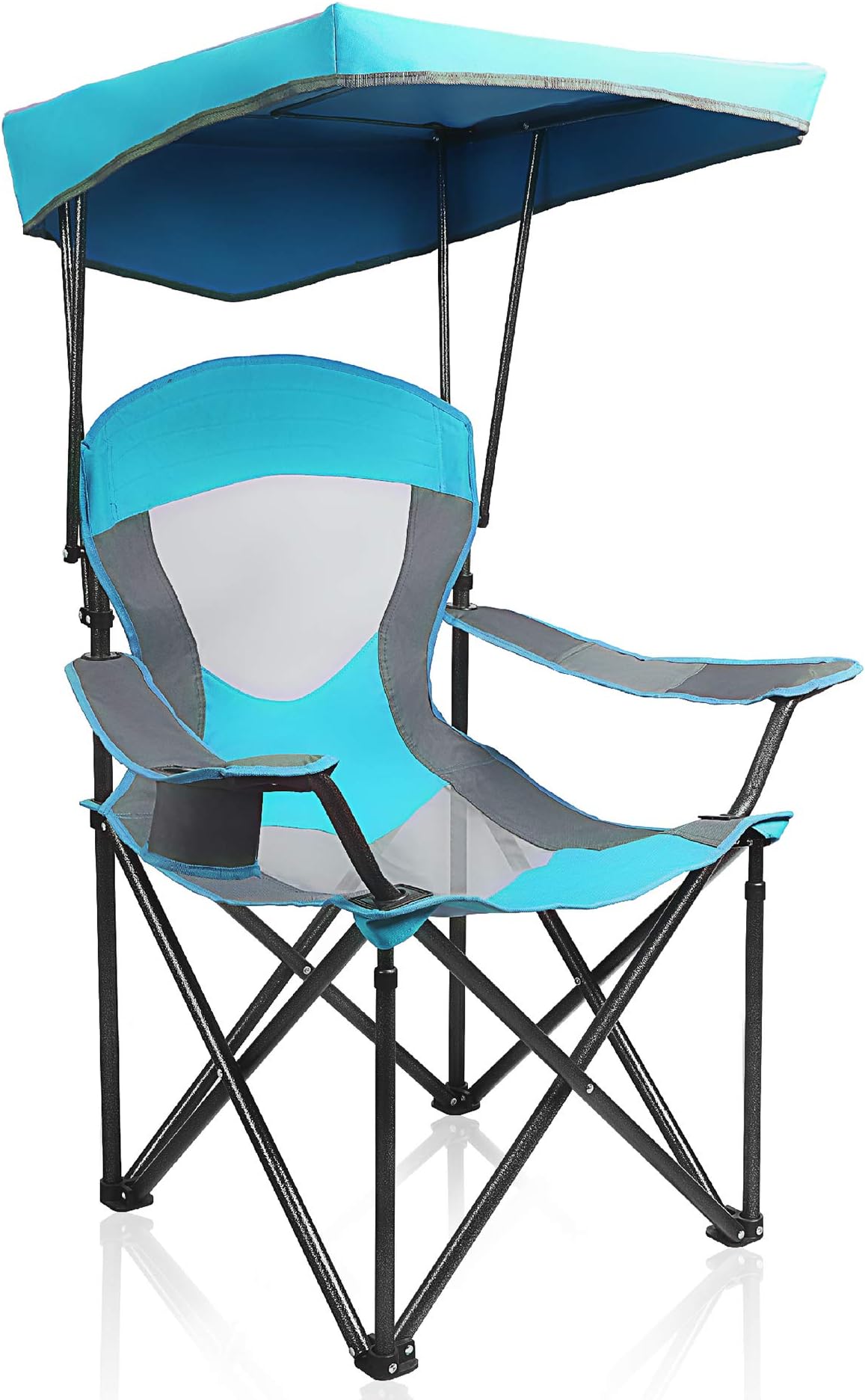 - ALPHA CAMP Heavy Duty Canopy Camping Chair, 350 lbs Capacity Oversized Folding Chair with Adjustable Sunshade, Portable Sunshade Chair with Cup Holder for Beach, Fishing, Outdoor