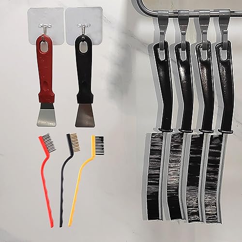 Miniatura 6 de 11 cepillos de limpieza de hendiduras de cerdas duras, kits de herramientas multifuncionales de limpieza de huecos para el hogar, juegos completos