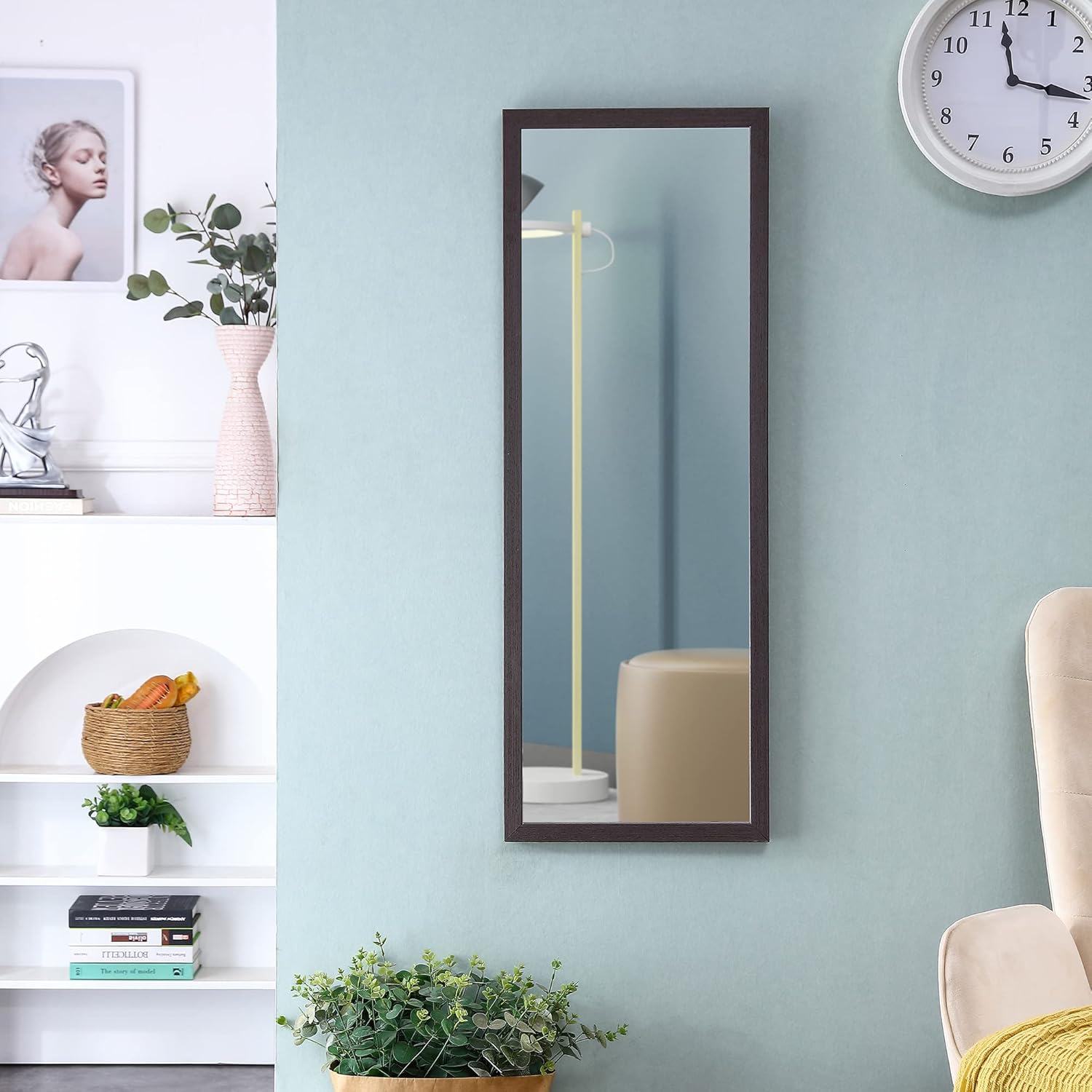 RUIFUDA 44"*17" Wood Frame FullLength Body Mirror