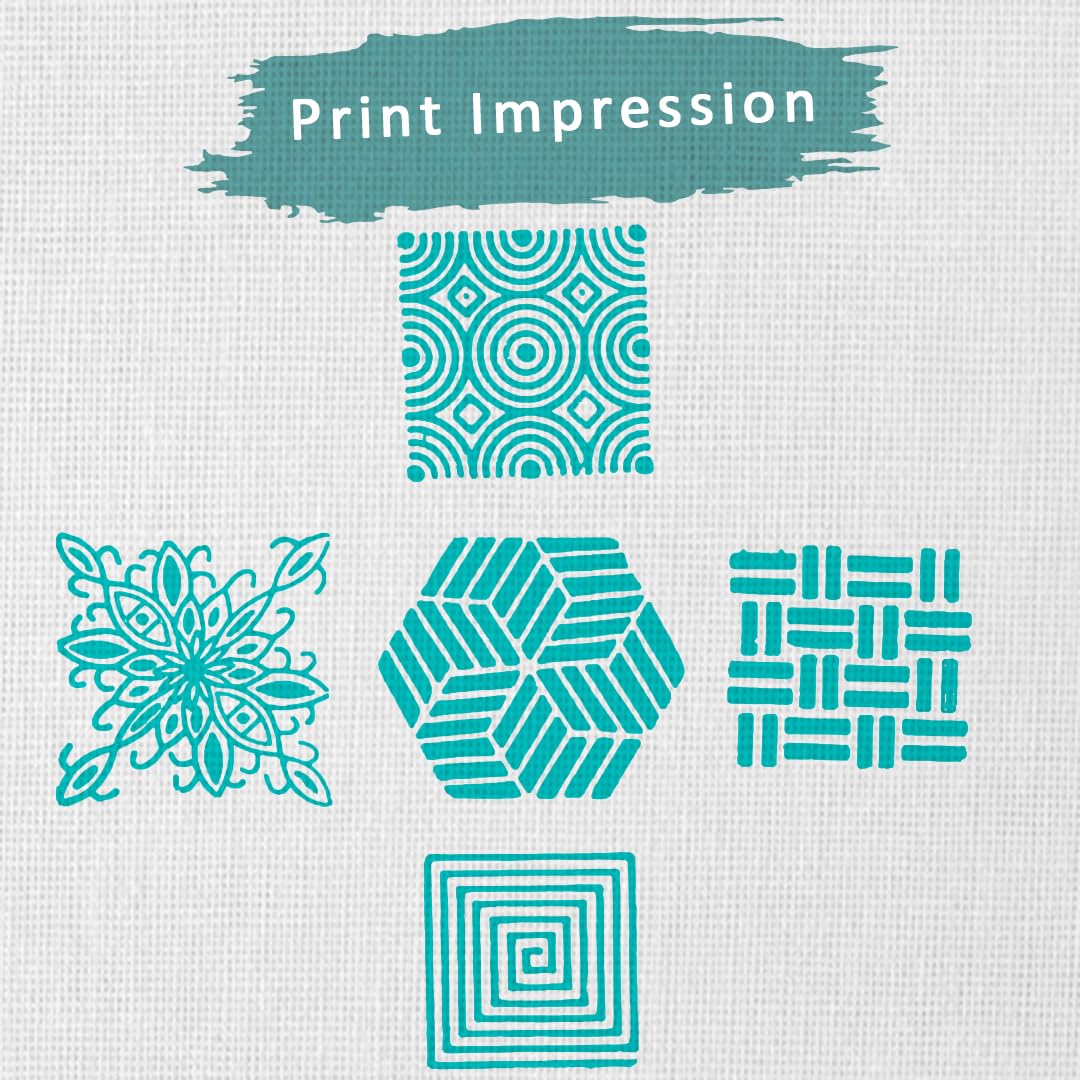 Hashcart | Set of 5 | Handcarved Wooden Multi Design Blocks for Scrapbooking/Wooden Stamps for Project Designing/Fabric Textile/Clay/Pottery Craft/Tattoo 1