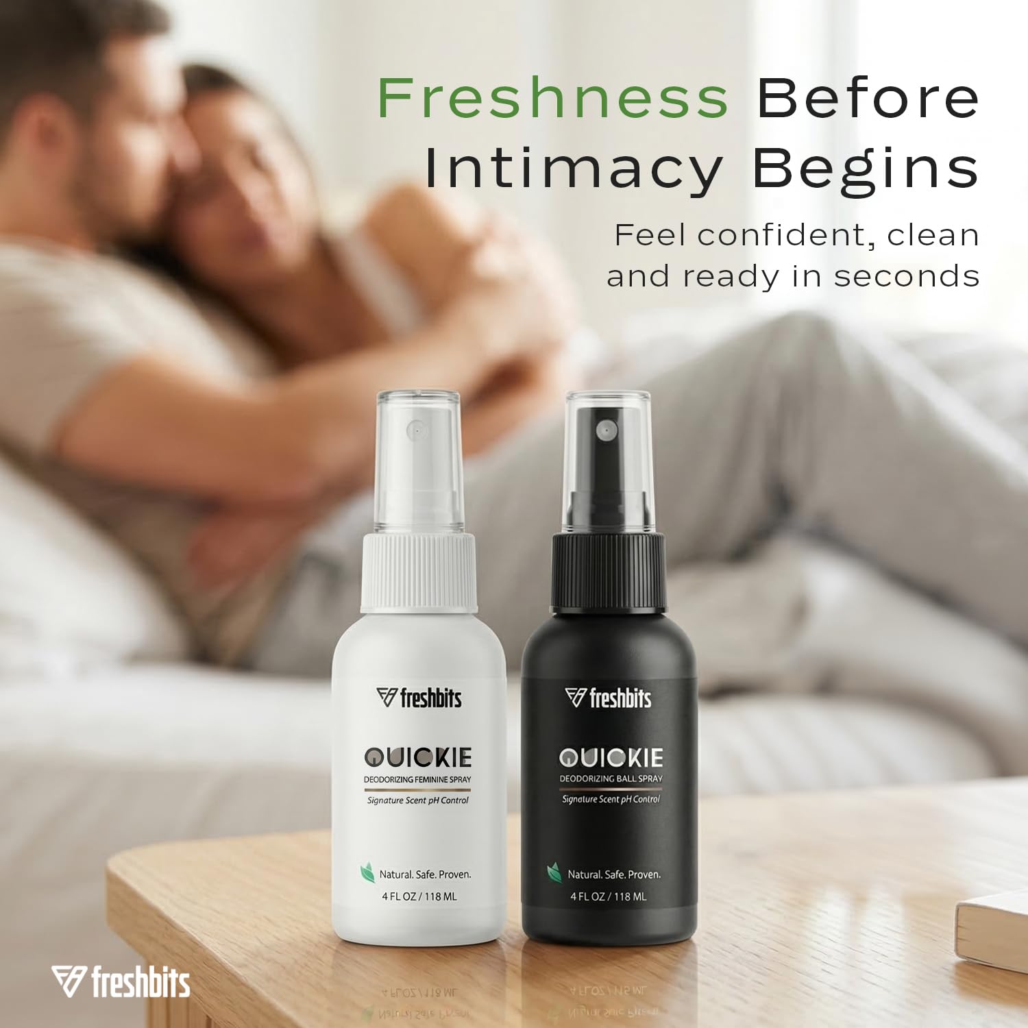QUICKIE His & Hers Intimate Spray Duo | Natural Deodorizing & Cooling Spray for Men & Women | Groin & Private Area Freshness for Intimacy | Aluminum-Free, Safe | 2 PACK (His & Hers)