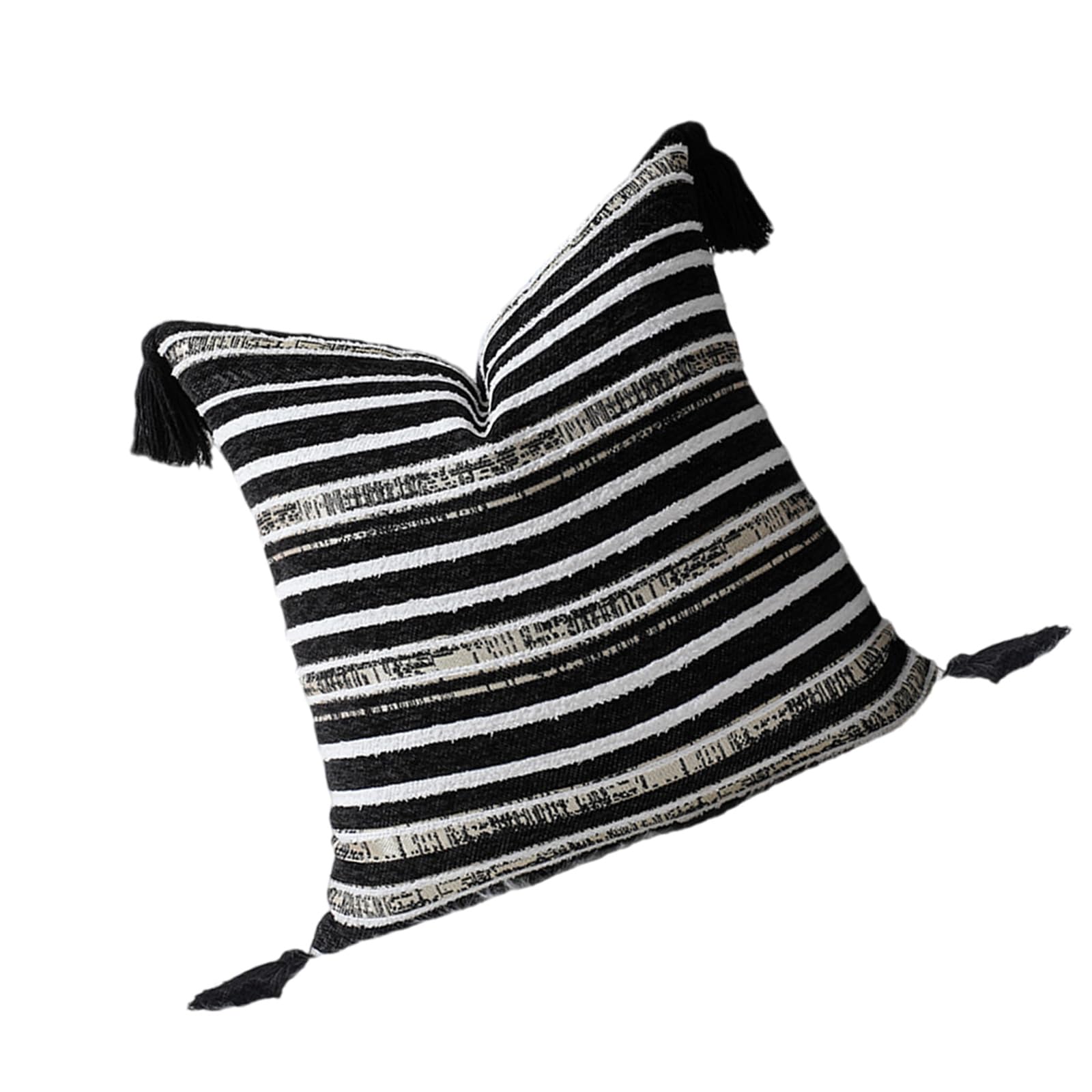 Xjdzineq Luxurious Touch Bohemians Chenilles Jacquards Stripeds Throw Pillow Covers with Tassels for Couch and Decoration Chenilles Jacquards Stripeds Pillow Case