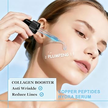 GHK-CU Copper Peptides - Face Serum For Anti Aging - GHK CU Copper Serums For Collagen Booster & Anti Wrinkle - Facial Essence For Skin Dryness, Dullness & Sensitive