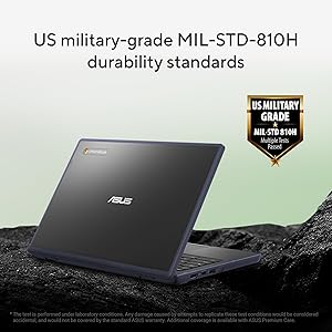 ASUS Chromebook CR11 Ruggedized Laptop, 11.6 Display, Intel Processor N100 Processor, 4GB RAM, 64GB eMMC Storage, Antimicrobial Guard, Spill-Resistant Keyboard, Mineral Grey, CR1104CGA-AS44