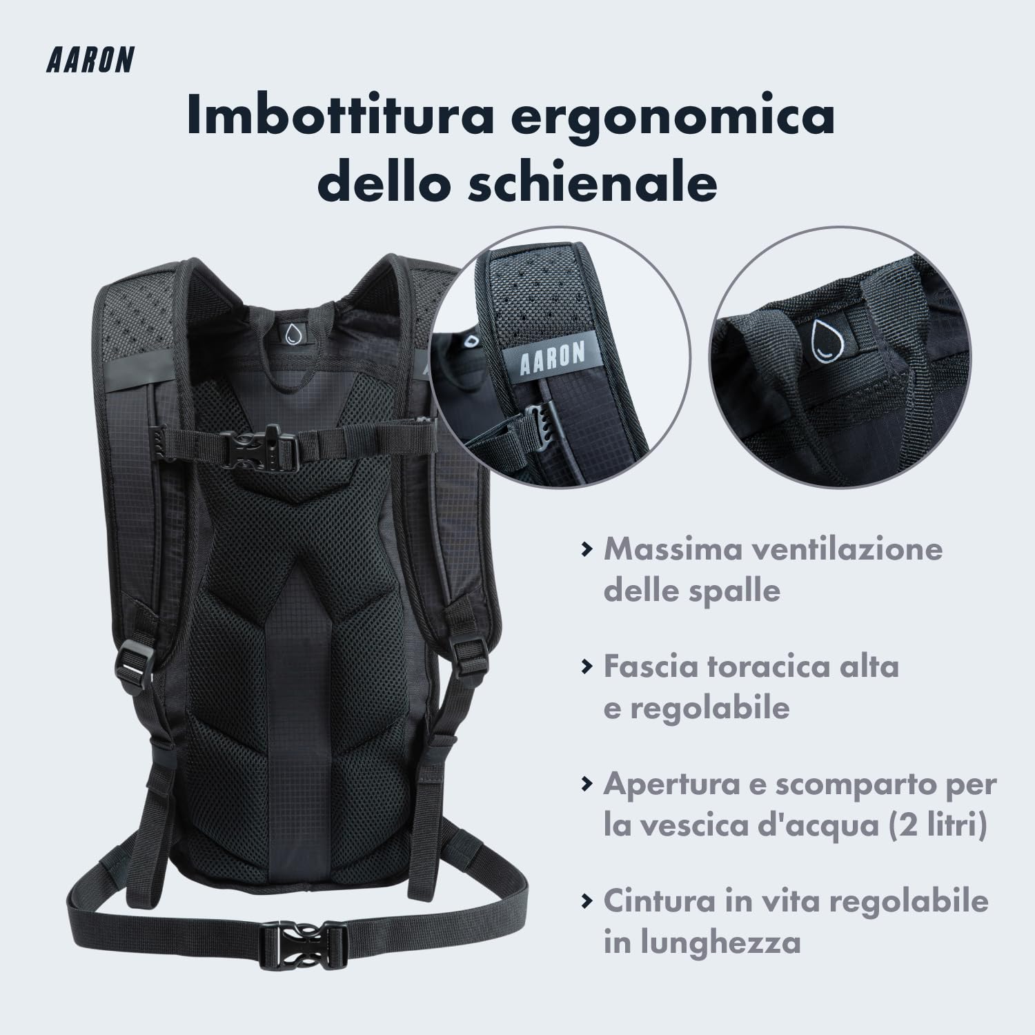 AARON Zaino da bicicletta e da trekking, 8 l o 25 l, per mountain bike, impermeabile, con parapioggia, piccolo per uomo e donna