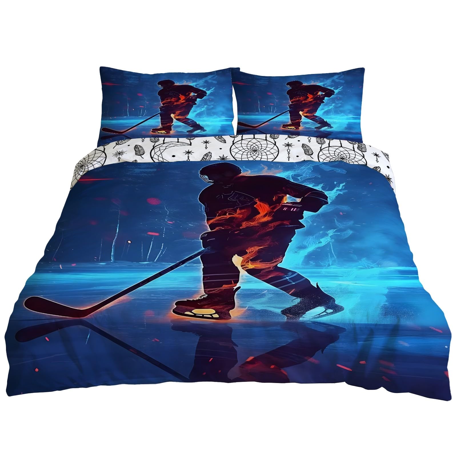 Housse de couette grand confort microfibre 240x220 hockey et taies