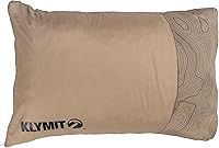 Klymit Drift Camping Pillow: Lightweight Shredded Memory Foam Headrest, Water-Resistant Reversible Cover, Large Tan for Backpacking Comfort