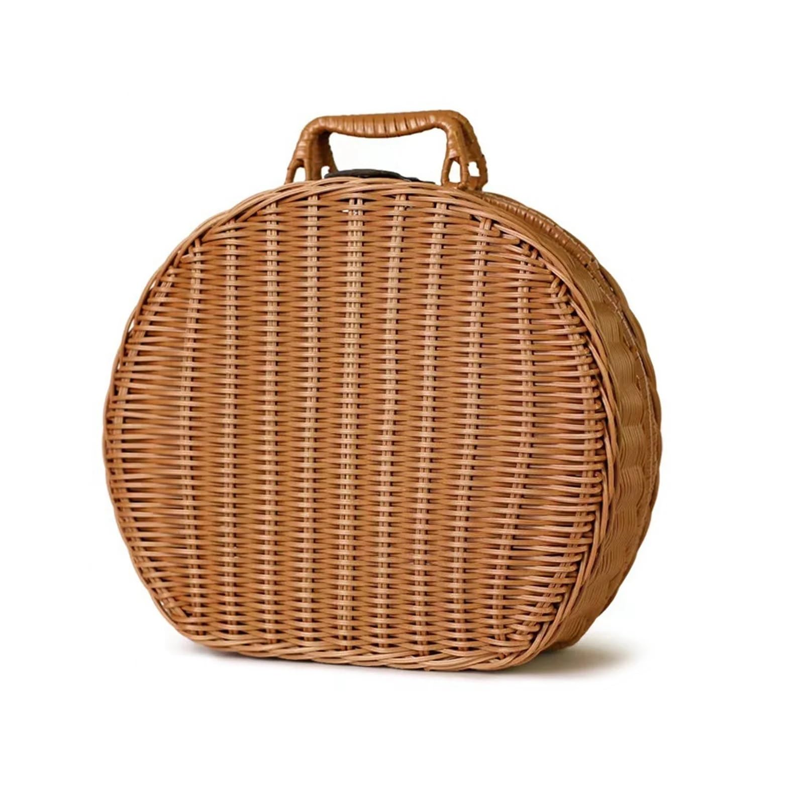 Panier osier rangement de taille S style rotin tressé vintage avec poignée pour pique-nique