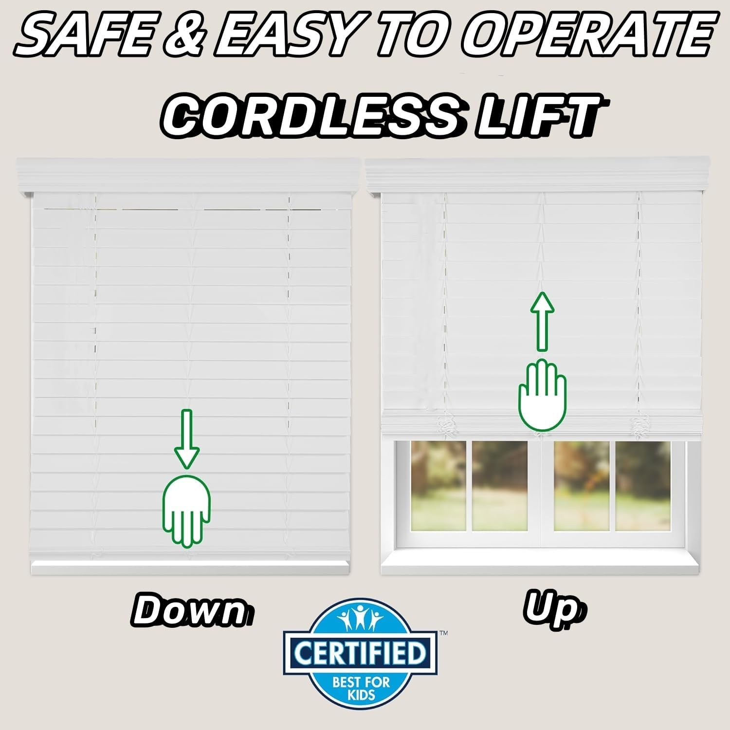 Blinds Custom Venetian Blinds for Windows Cordless Vinyl Blinds Horizontal Window Blinds Aluminum Blinds Blinds & Shades for Indoor & Ourdoor by White.67 W x 76" H