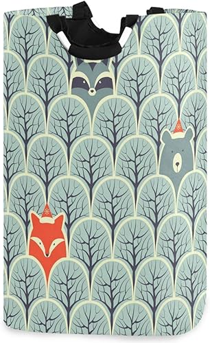 visesunny Cesta plegable para la ropa sucia, lindo oso zorro, para esconderse y buscar animales, cesta grande con asa, juguetes y organización de