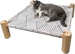 Pozico Elevated Pet Bed with Breathable Mesh for Small Cat and Dog, Raised Cooling Pet Cot for Puppy and Kitty (Black Bed with Canopy, Small-18.9x18.9 inch)
