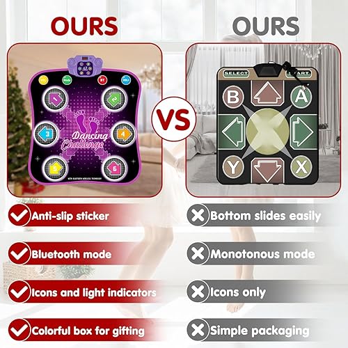 Miniatura 5 de Alfombrillas de baile para niños de 4 a 8 años, tapete de baile con Bluetooth, música integrada, melodías de 3 idiomas, 5 modos, alfombrillas de