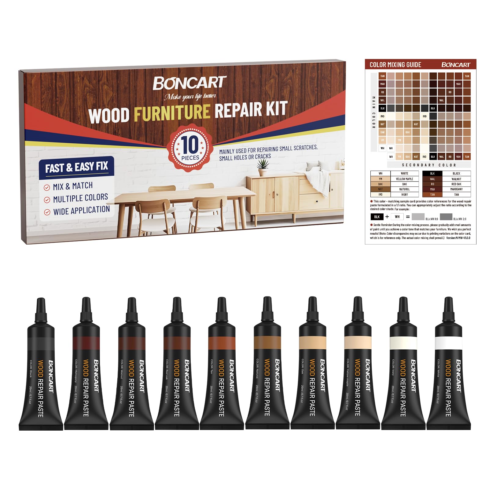 Wood Furniture Repair Kit Wood Touch up Fillers Repair Scratches Cracks Paint Chips and Nail Holes on Furniture