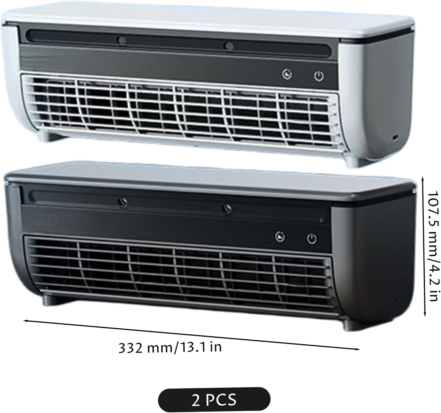 2pcs Cooling Mist Fan, 3 Speeds & Remote Portable Air Conditioner with Drill-Free Setup, 6000mah Battery, Desk or Wall Mounted, White/Gray