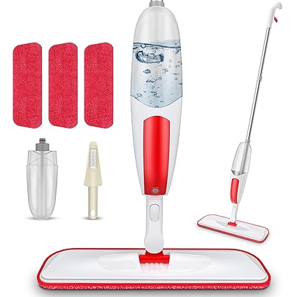 Microfiber Spray Mop for Floor Cleaning with 3pcs Washable Pads Wood Floor Mop with 550ML Bottle Home or Commercial Use Dry Wet Flat Mop for Kitchen Hardwood Laminate Ceramic Tile