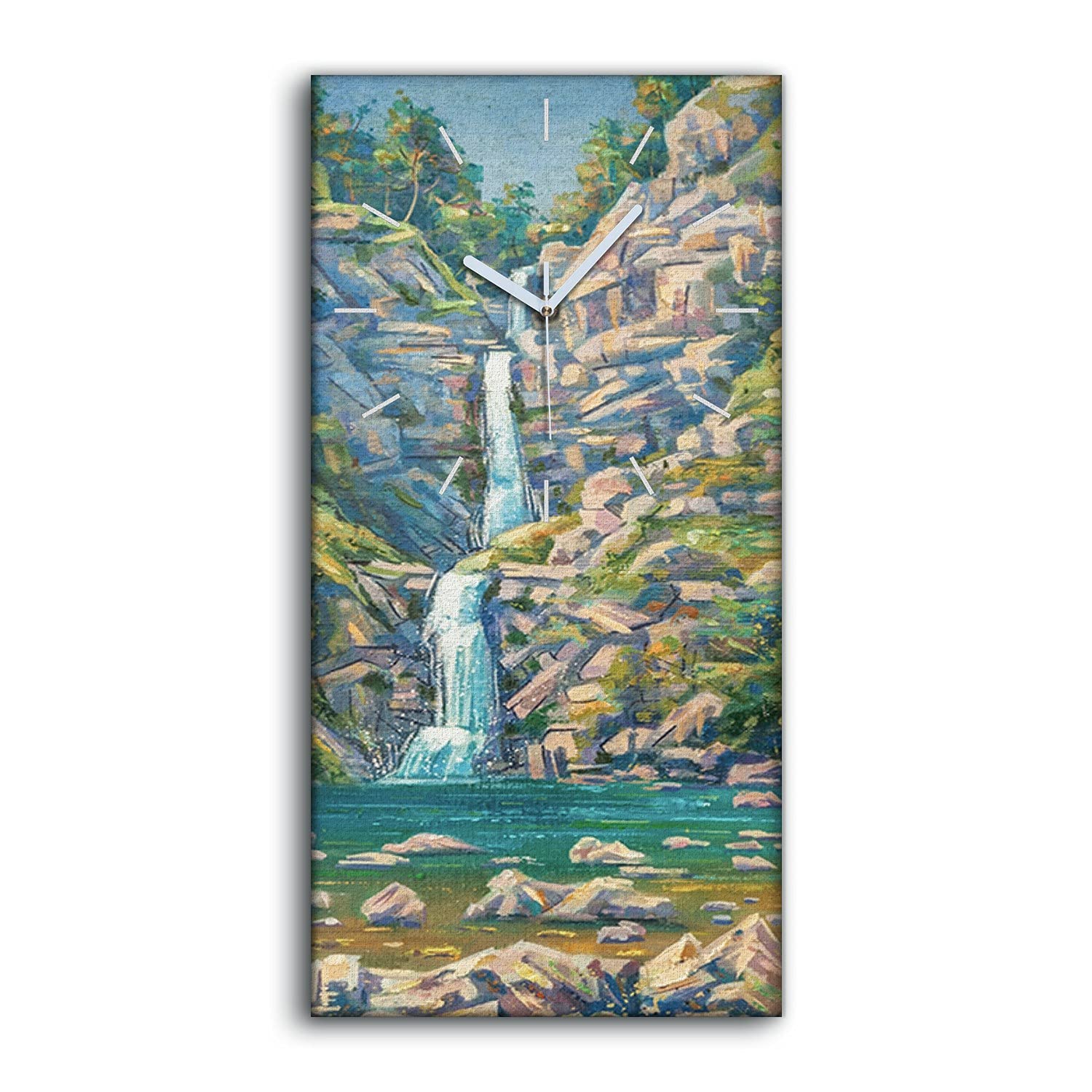 Horloge sur Toile Art Moderne Cascade 30x60cm Impression Haute Définition