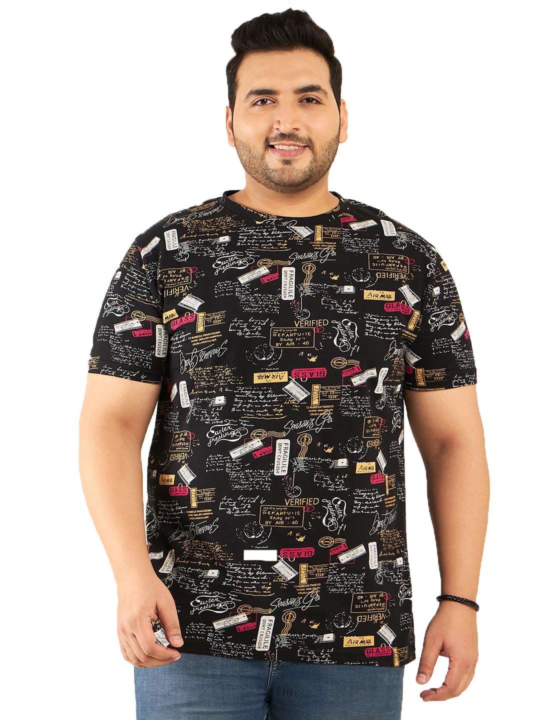 RodZenMen's Plus Size Cotton Half Sleeve Graphic Printed T-Shirt