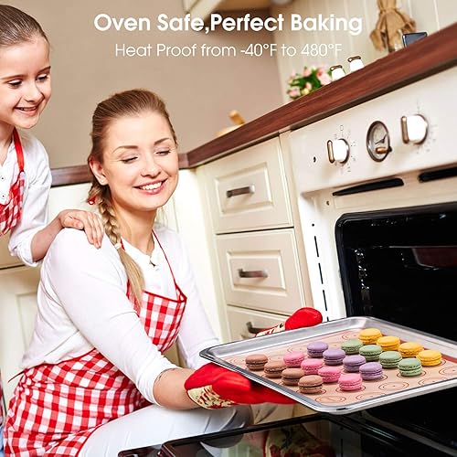 Vista 6 de Angadona Juego de alfombrillas de silicona para hornear macaron (juego de 16 piezas) Juego de 2 alfombrillas de silicona de media hoja de macarrón 2