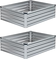 Vista 10 de 4x3x1 pies (Paquete de 2) Cama de Jardín Elevada Galvanizada, Juego de Caja de Maceta para Patio de Metal para Plantas, Cama de Siembra para Negro