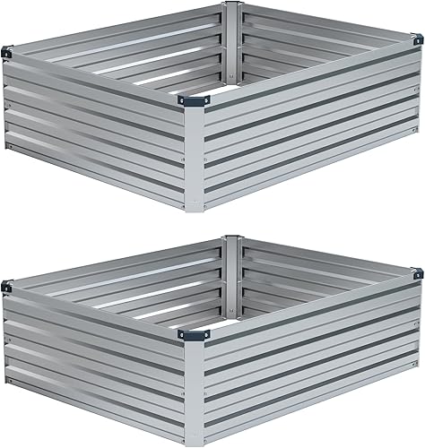 Miniatura 10 de 4x3x1 pies (Paquete de 2) Cama de Jardín Elevada Galvanizada, Juego de Caja de Maceta para Patio de Metal para Plantas, Cama de Siembra para Negro