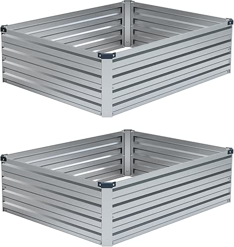 Foxlang 4x3x1ft(2 Pack) Galvanized Raised Garden Bed,Outdoor Planter Box Metal