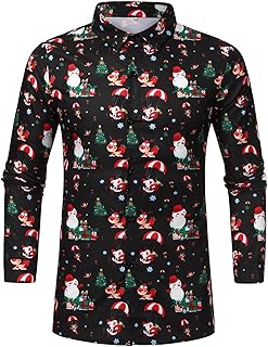 Chemise de Noël 2026 pour homme - Hiver décontracté - Chemises de Noël - Chemisier tendance d'automne avec manches longues - Chemises pour homme